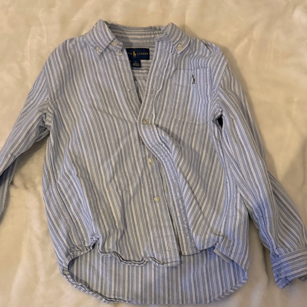 Ralph Lauren Kids Blue and White Button Down Shirt